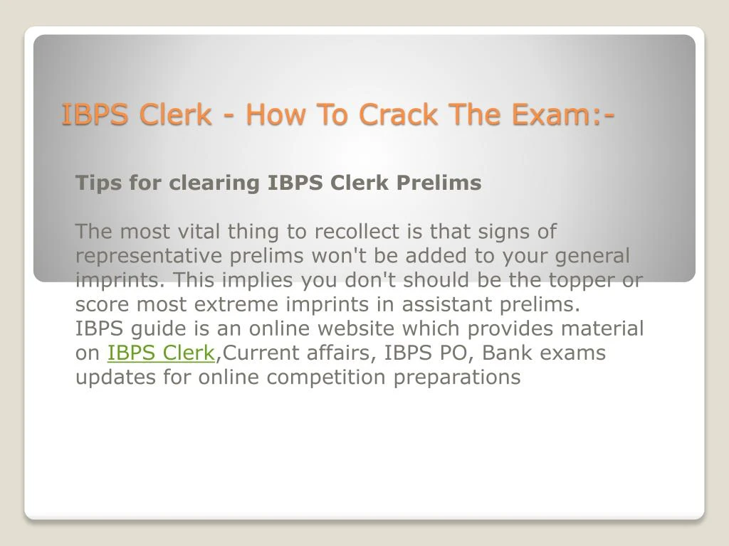 ibps clerk how to crack the exam