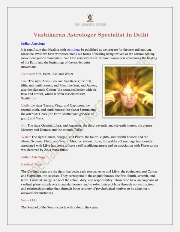 Vashikaran Astrologer Specialist In Delhi