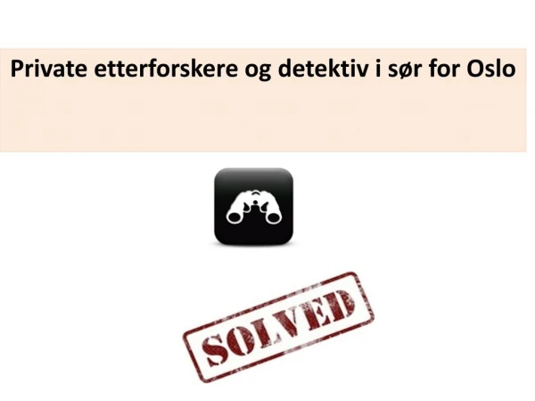 Private etterforskere og detektiv i sør for Oslo