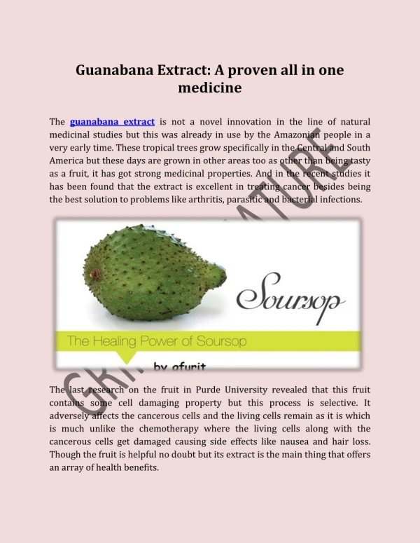 Guanabana Extract A proven all in one medicine