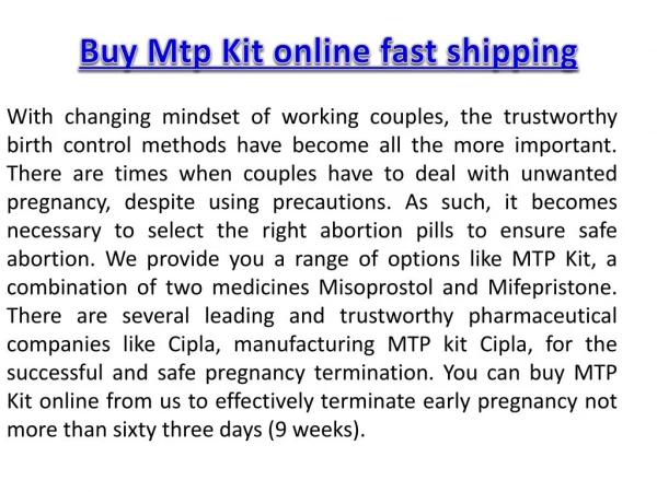 Buy Mtp Kit online fast shipping