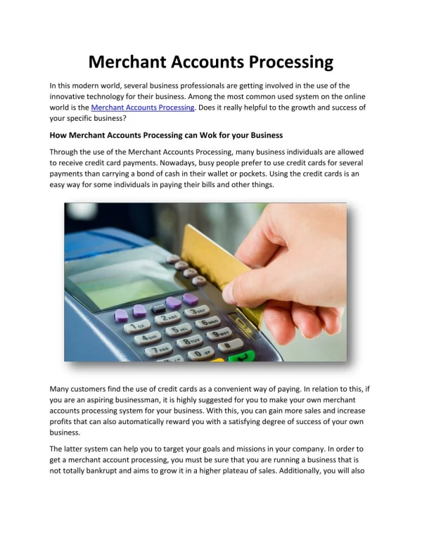Merchant Accounts Processing