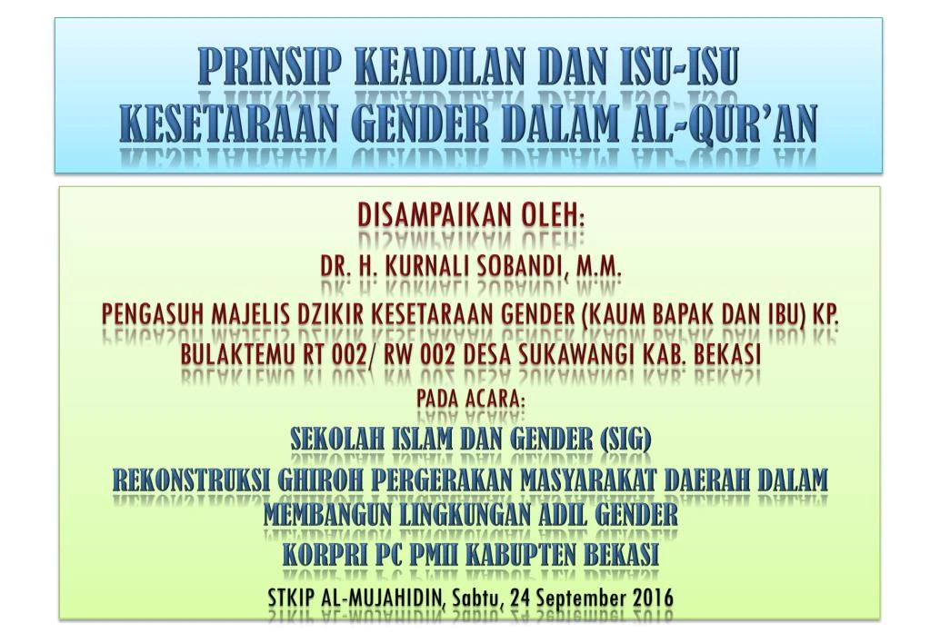 prinsip keadilan dan isu isu kesetaraan gender dalam al qur an