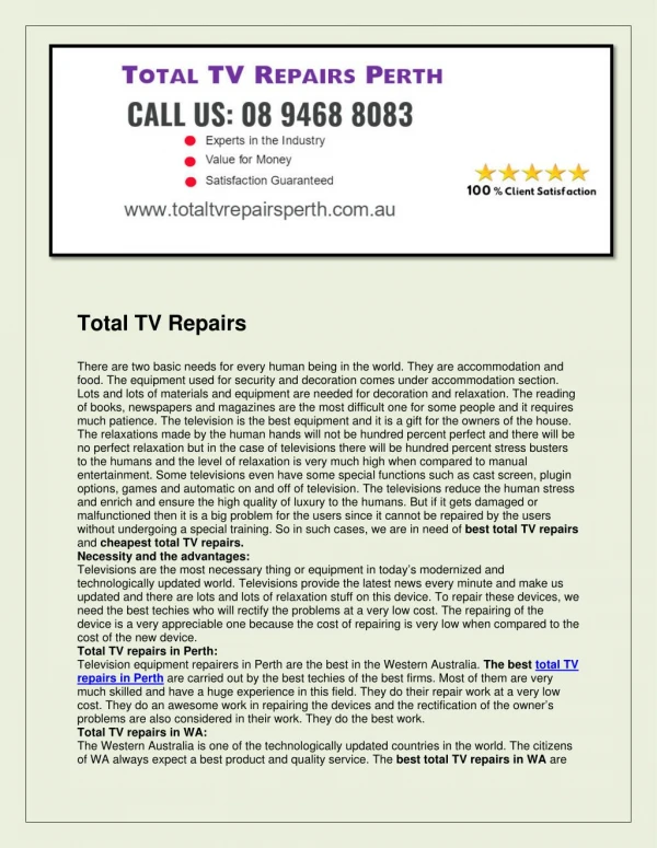 Total TV Repairs Perth