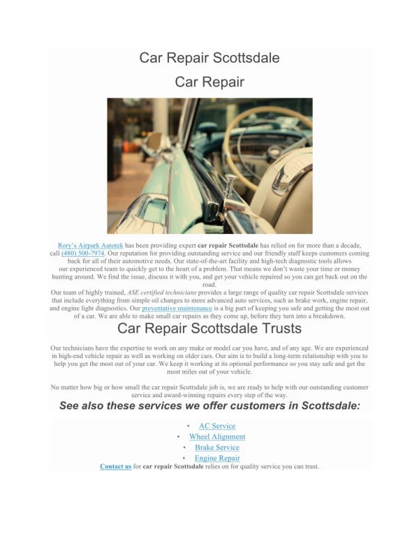 Car Repair Scottsdale