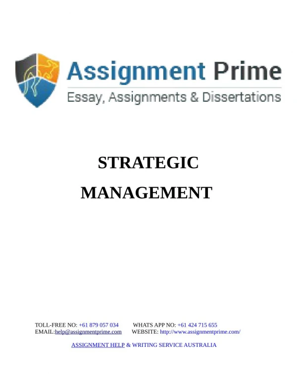 Assignment Prime - Strategic Management Sample