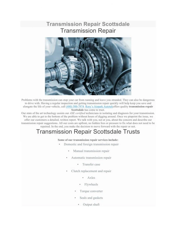 Transmission Repair Scottsdale