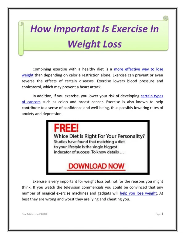 How Important Is Exercise In Weight Loss