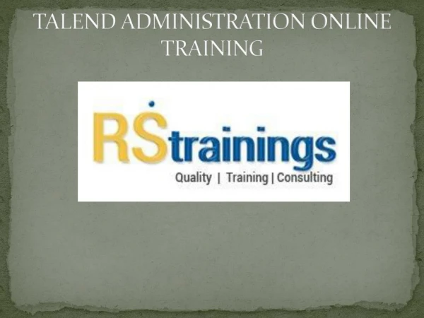 Talend administration online training