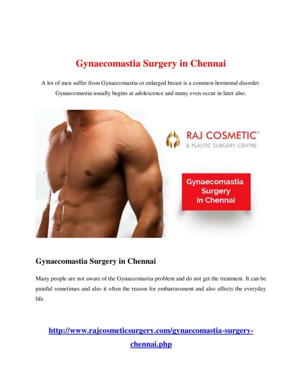 Gynaecomastia Surgery in Chennai