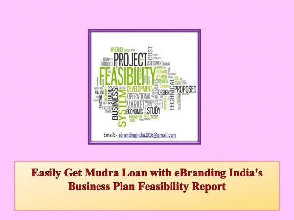 Easily Get Mudra Loan with eBranding India's Business Plan Feasibility Report