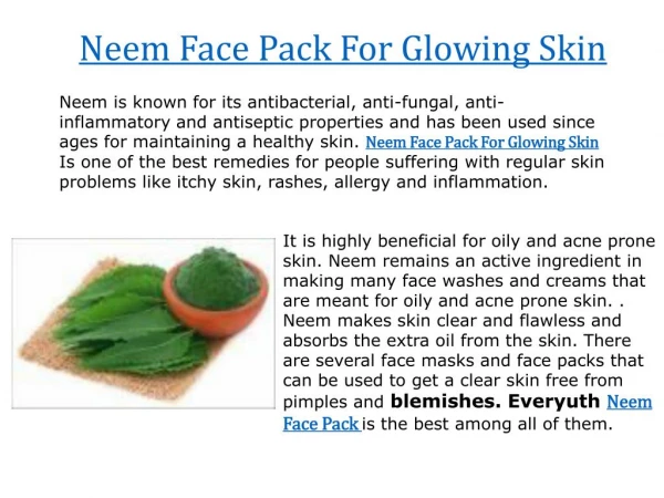 Neem Face Pack For Glowing Skin,Tips For Glowing Skin