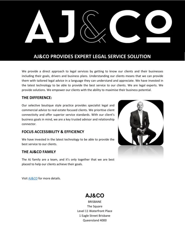 AJ&CO PROVIDES EXPERT LEGAL SERVICE SOLUTION
