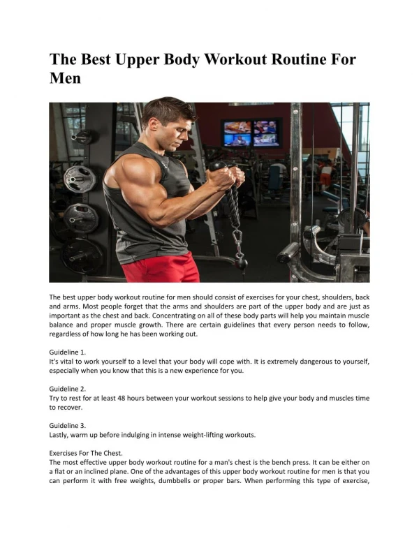 The Best Upper Body Workout Routine For Men
