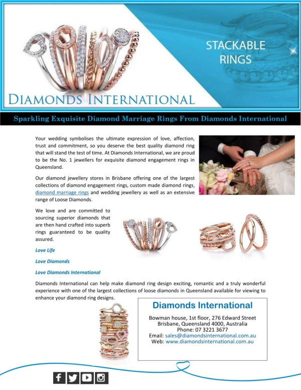 Sparkling Exquisite Diamond Marriage Rings From Diamonds International