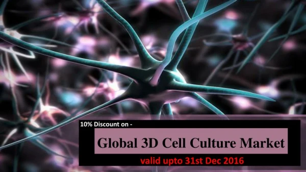 Discount on Global 3D Cell Culture-Valid upto 31st Dec 2016