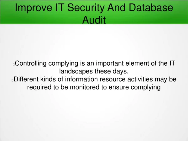 How To Improve IT Security And Database Audit?