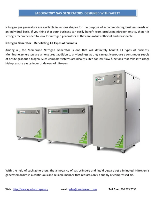 LABORATORY GAS GENERATORS DESIGNED WITH SAFETY
