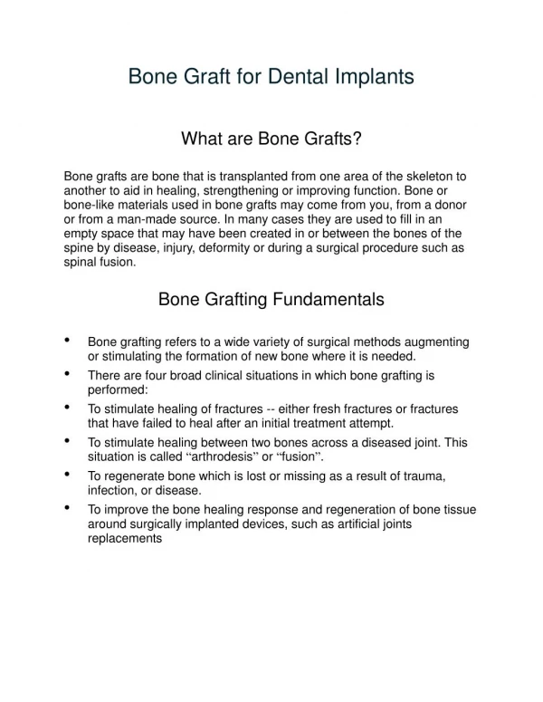 Bone graft for dental implants