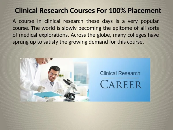 Clinical Research Courses For 100% Placement