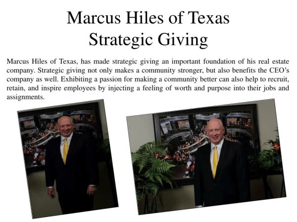 Marcus Hiles of Texas - Strategic Giving