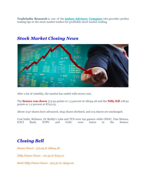 Profitable Trading Calls With Stock Market Closing News - 26th September