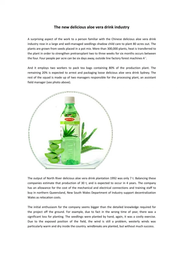 The new delicious aloe vera drink industry