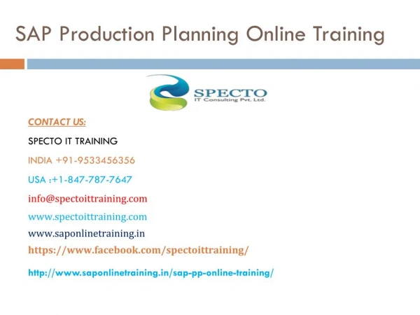 live sap pp(production planning) online training | specto