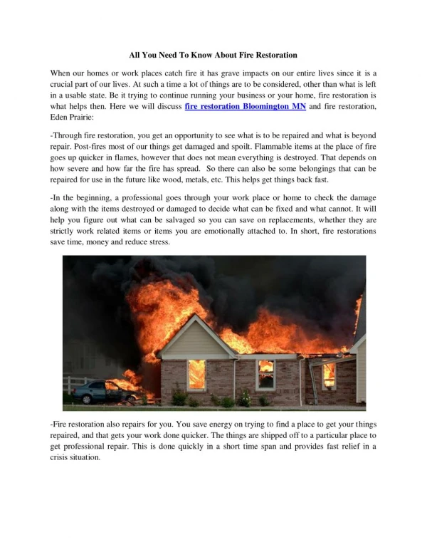 All You Need To Know About Fire Restoration