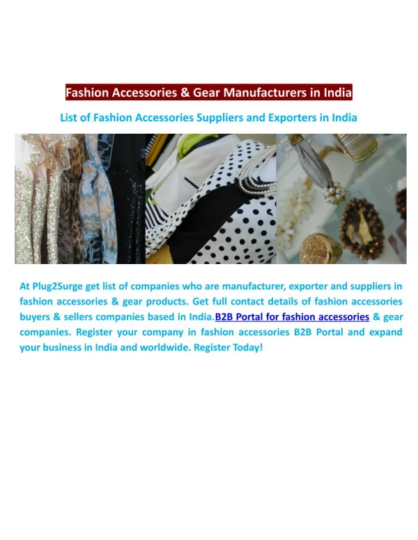 Fashion Accessories & Gear Manufacturers in India