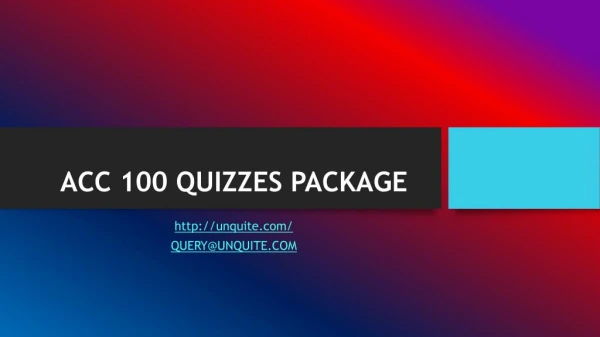 ACC 100 QUIZZES PACKAGE