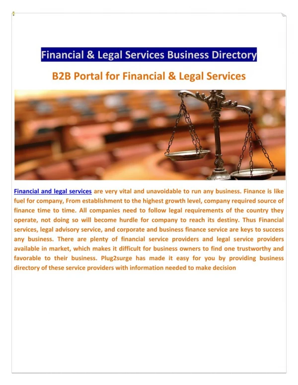Financial & Legal Services Business Directory