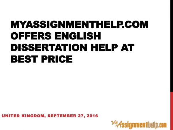 MyAssignmenthelp.com Offers English Dissertation Help at Best Price