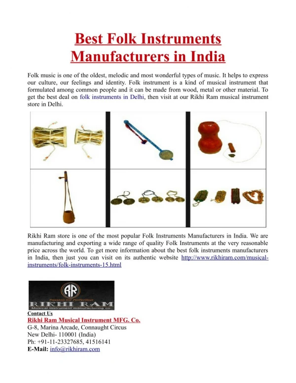Best Folk Instruments Manufacturers in India