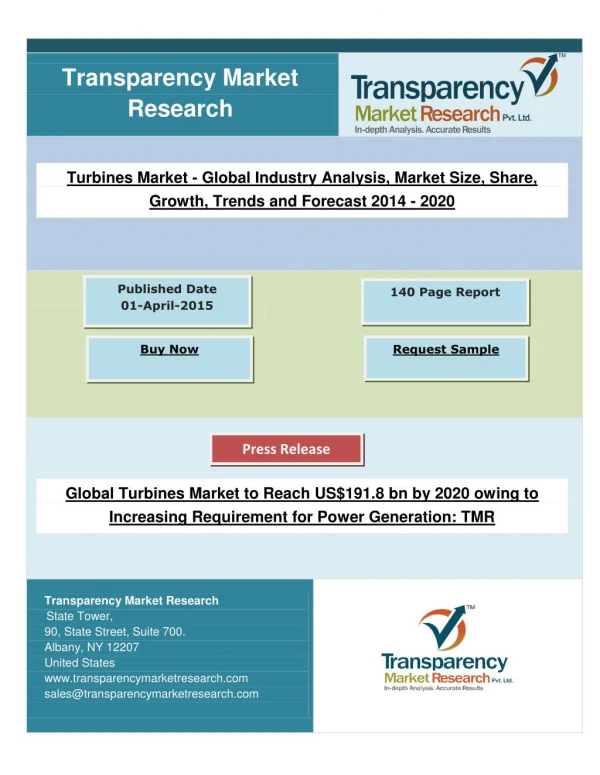 Global Turbines Market to Reach US$191.8 bn by 2020 owing to Increasing Requirement for Power Generation.pdf