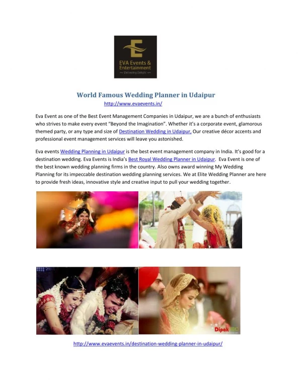 World Famous Wedding Planner in Udaipur