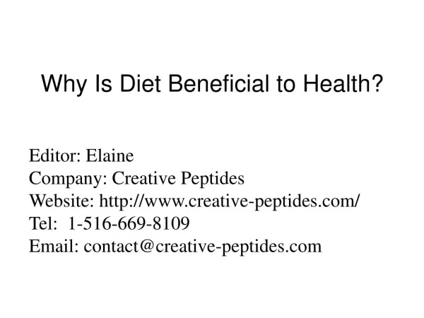 Why Is Diet Beneficial to Health?