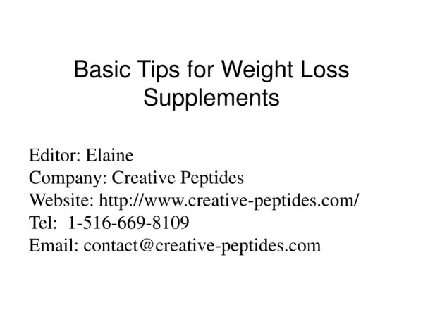 Basic Tips for Weight Loss Supplements
