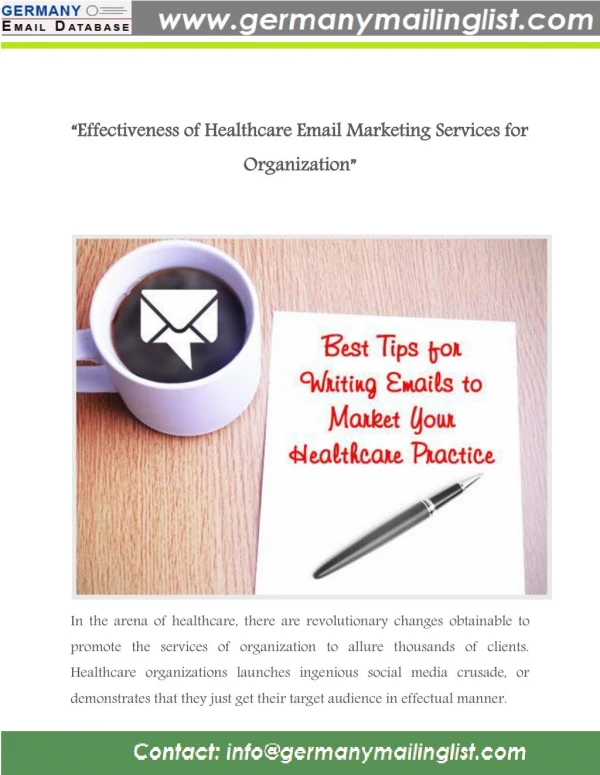 Effectiveness of Healthcare Email Marketing Services for Organization
