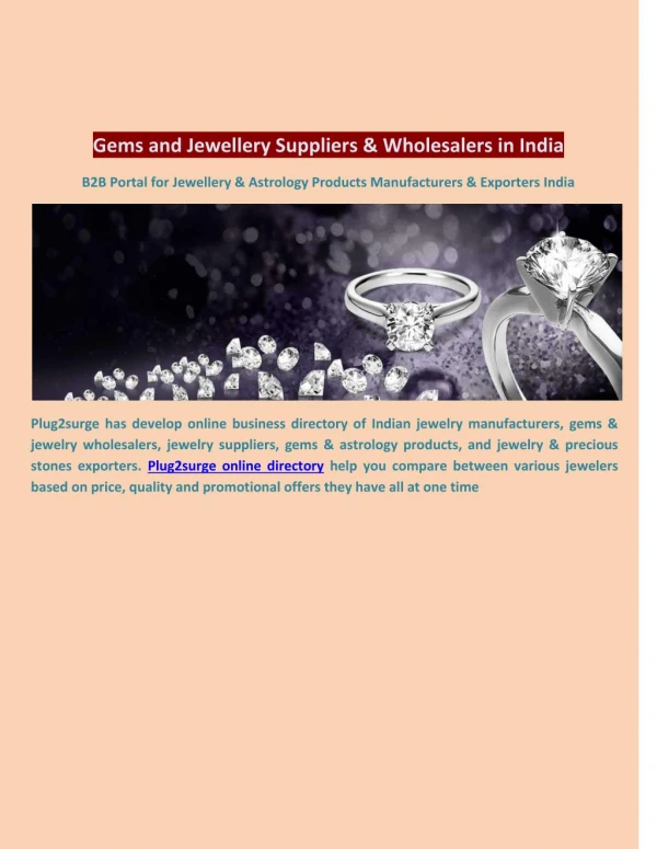 Gems and Jewellery Suppliers & Wholesalers in India