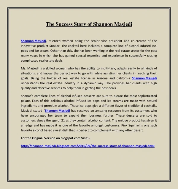 The Success Story of Shannon Masjedi