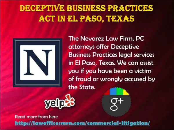 Deceptive Business Practices Act in El Paso, Texas