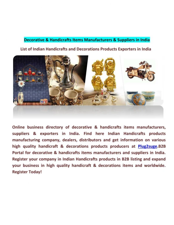 Decorative & Handicrafts Items Manufacturers & Suppliers in India