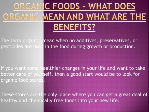What are the Benefits Of Organic Food?