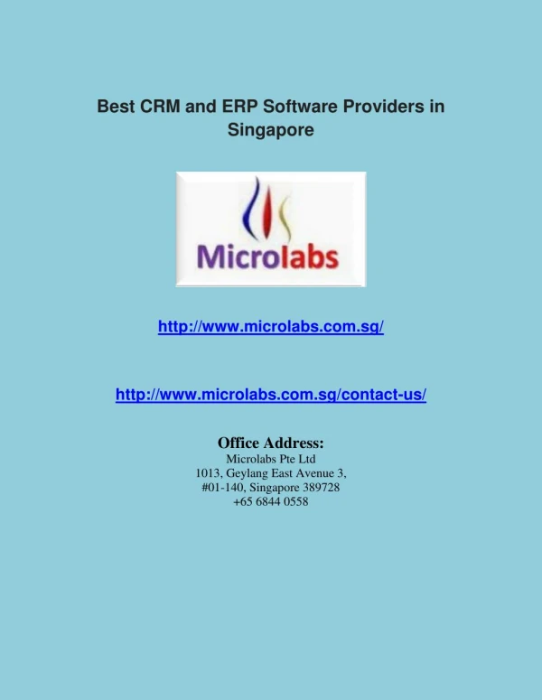 Best CRM and ERP Software Providers in Singapore