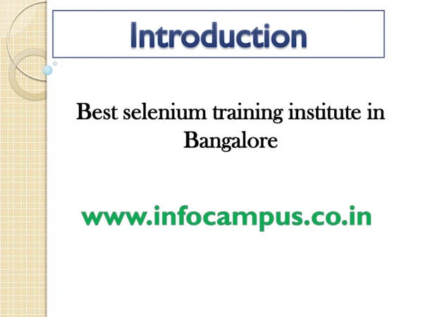 Selenium training in Bangalore