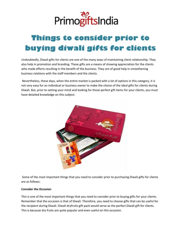 Things to Consider Prior to Buying Diwali Gifts for Clients
