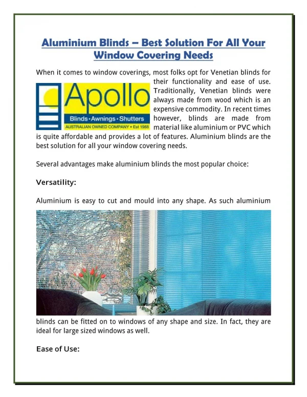 Aluminium Blinds – Best Solution For All Your Window Covering Needs