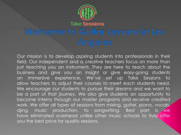 Online Music Lessons In Los Angeles by Take Sessions