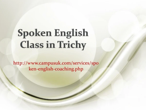 Spoken English Class in Trichy